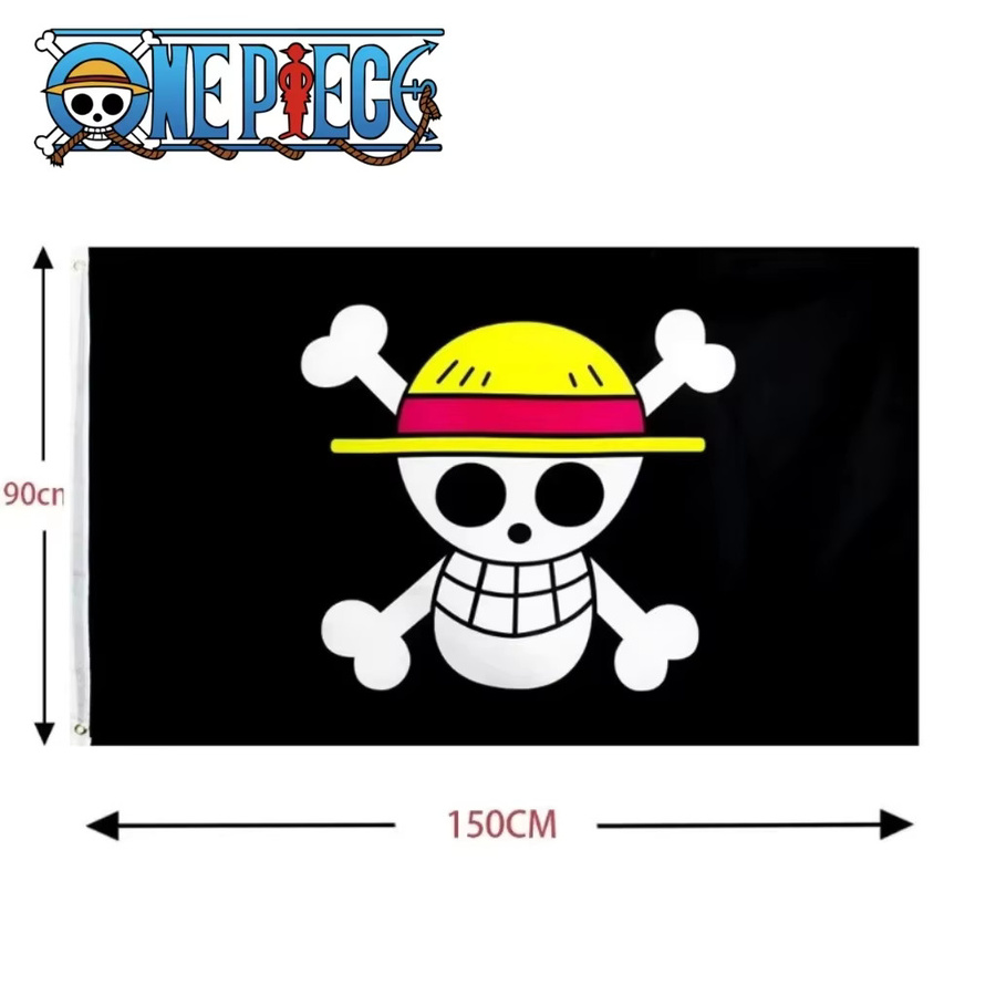 Bandai One Piece Anime Wandbehang Piraten-Totenkopf-Flagge in Schwarz als Wanddekoration für dein Schlafzimmer - Bild 6