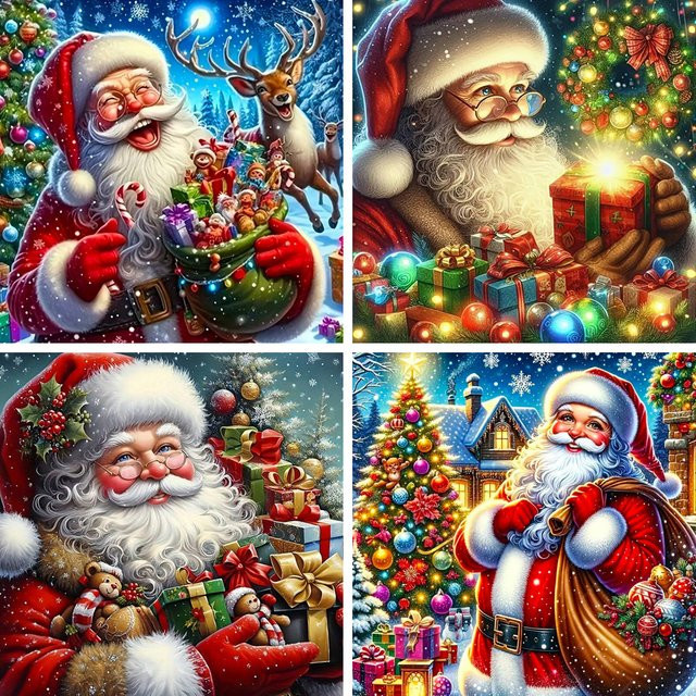YUTTEE 5D DIY Diamantmalerei Weihnachtsmann Mosaik-Kunstset mit runden Steinen in Multicolour, Tischdekoration - Bild 1