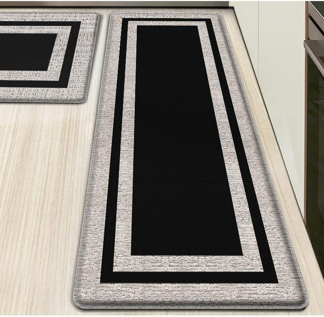 Küchenbodenmatte aus verdicktem PVC in Schwarz, wasserdichte und rutschfeste Anti-Ermüdungsmatte, B/T/H: 180 x 44 x 1 cm - Bild 1