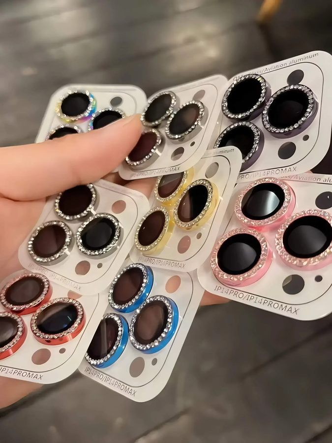 2-3 Stück Diamant Kamera Objektiv Schutz Case für iPhone 11 12 13 14 15 Pro Max mit Glitzer Effekt in Schwarz - Bild 2