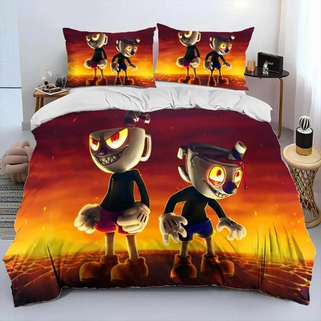 Bettwäscheset Cuphead und Mugman mit Bettbezug und Kissenbezug, Mehrfarbig, B/H: 180 x 210 cm - Bild 1