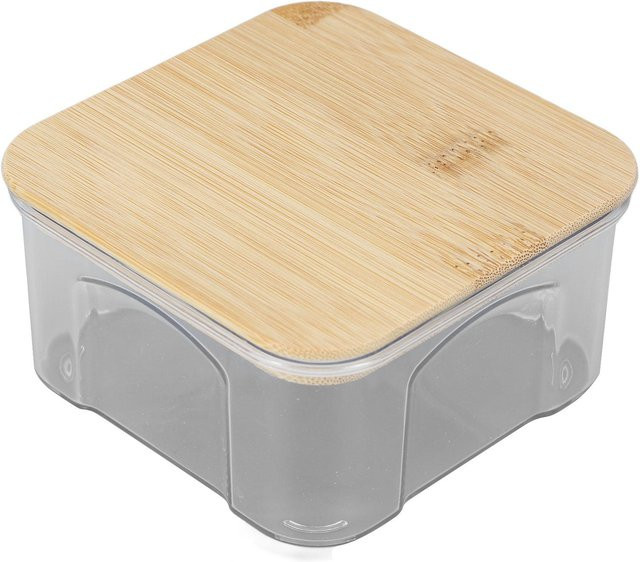 Luftdichter Frischhaltebehälter aus Glas mit Bambusdeckel von OutsideWorld, transparent und beige, auslaufsicher - Bild 1
