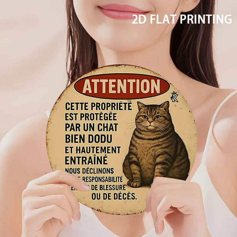 Runder Holzwandakzent Potdemiel Look Out for Cats mit Katzenillustration im skandinavischen Stil, Durchmesser: 20,32 cm - Bild 4