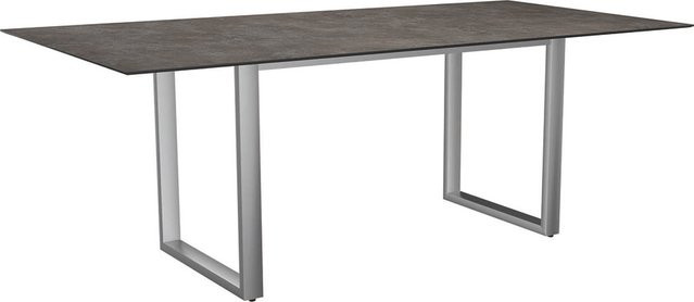 Stern Kufentisch Silverstar 2.0 Dekor Stone in Grau mit Edelstahlgestell B/T: 200 x 100 cm - Bild 1