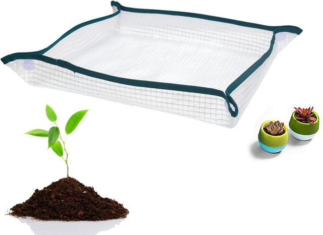 Wiederverwendbare und wasserdichte Umtopfmatte von CosyHome in Transparent Weiß aus PVC - Bild 1