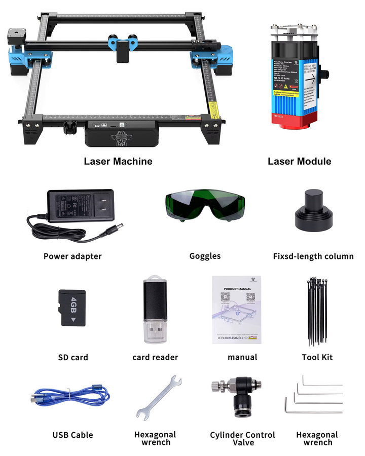 TwoTrees TTS-10 Pro 80W und TTS-55Pro 40W Lasergravurmaschine CNC-Laserschneider für Holz, Leder und Edelstahl in Schwarz - Bild 5