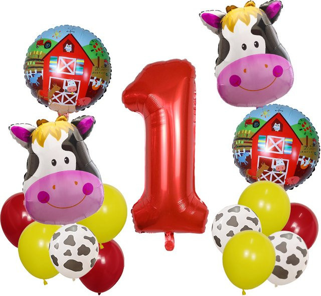 15 Stück LQVYI Kuh Folienballons für Bauernhof Thema Party Dekoration und Kindergeburtstag in Mehrfarbig - Bild 1