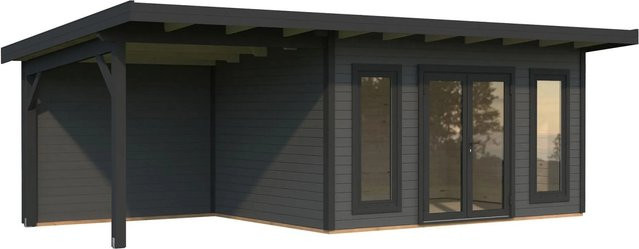 Palmako Holz-Gartenhaus Aurelia Pultdach in Grau und Anthrazit mit Boden und modernem Design - Bild 1