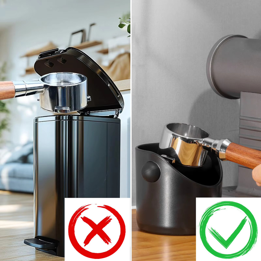 Espresso Knock Box Puck Container rutschfester Kaffeesatzbehälter aus Kunststoff in Schwarz oder Grün - Bild 5