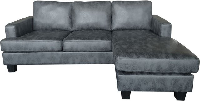 HappyHome Ecksofa in Vintage Optik grau, wendbar mit Kunstlederbezug - Bild 1