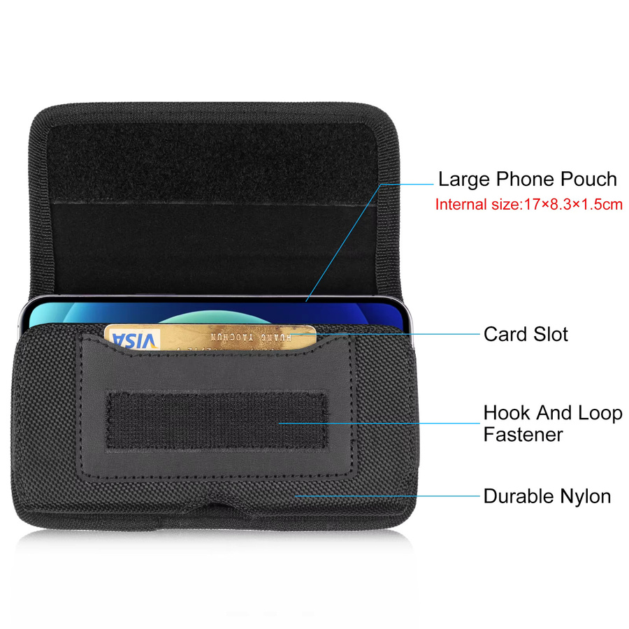 HAWEEL Handy-Hüfttasche in Schwarz, Nylon-Handy-Holster-Hülle mit Gürtelclip für Smartphones von 4,7 bis 6,8 Zoll, passend für iPhone und Samsung - Bild 2