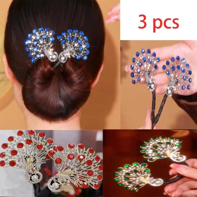 Haar-Accessoire Pfauen-Strass, 3 Stück/Set - Bild 1