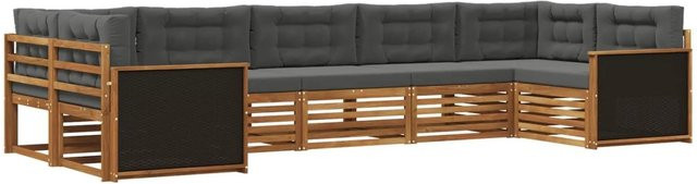 vidaXL Outdoor-Sofagarnitur aus Akazienholz in L-Form mit Kissen, Farbe Natur und Anthrazit - Bild 1