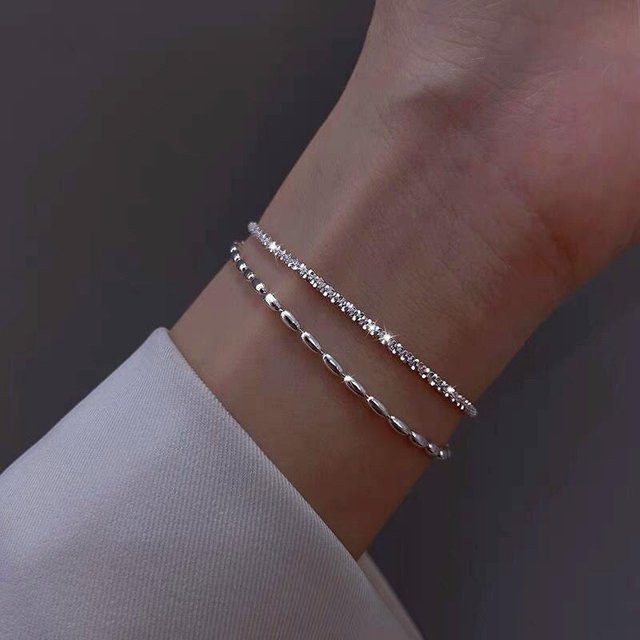 YIRAN Jewelry Armband, 925 Sterling Silber, Perlen, Damen, grau - Bild 1