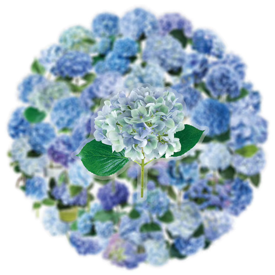50 Stück transparente Hortensien-Blumen-Aufkleber für Scrapbooking und DIY-Dekoration - Bild 2