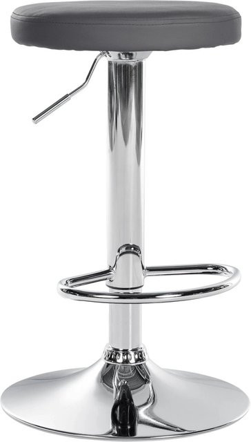 DELUKE Barhocker KAZON höhenverstellbarer Barstuhl aus Kunstleder in Grau mit silbernem Metallgestell, B/T/H: 38,5 x 38,5 x 60 cm - Bild 1