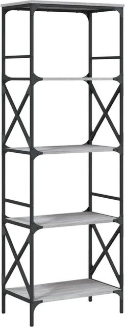 vidaXL Bücherregal mit 5 Böden in Grau im Industrial Design, B/T/H: 59 x 35 x 171 cm - Bild 1