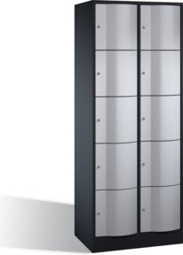C+P Schließfachschrank Resisto mit 10 Fächern, Front Weißaluminium und Korpus Schwarzgrau, H: 195 cm, B: 77 cm, T: 54 cm - Bild 1