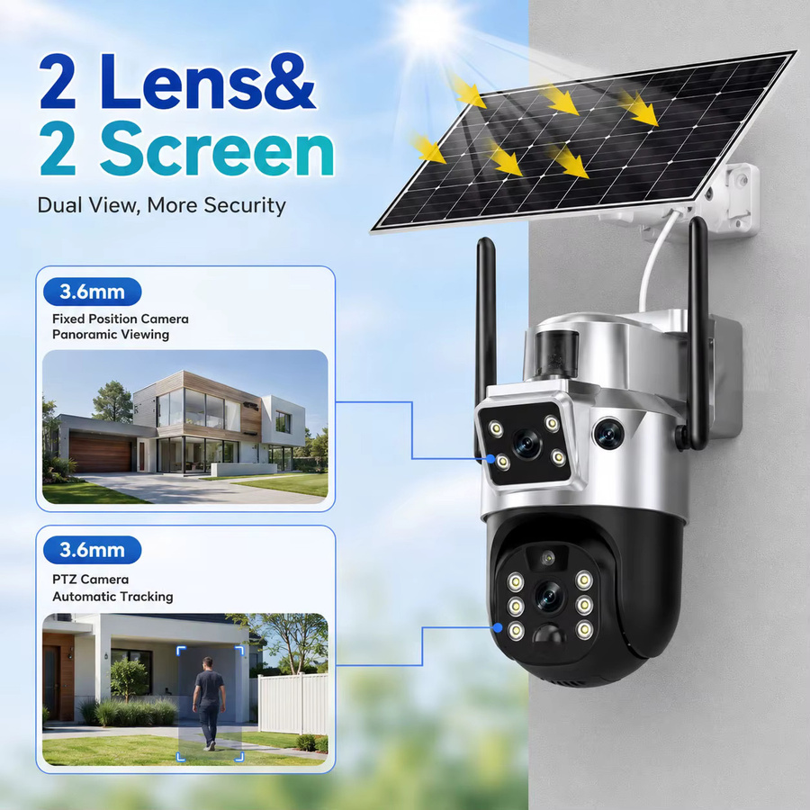 Aegiscam 8MP Solar-Dual-Objektiv WLAN-IP-Kamera für den Außenbereich mit PTZ, 5GHz und 2,4GHz Dual-Band, PIR-Bewegungserkennung und Zwei-Wege-Audio, IP66 wasserdicht - Bild 6
