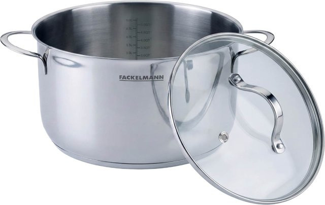 Fackelmann Kochtopf Lara mit Glasdeckel aus Edelstahl in Silber, Durchmesser: 24 cm - Bild 1