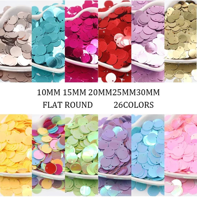 Bunte runde PVC Pailletten mit Loch für DIY Handwerk und Nähen, Durchmesser: 10 mm, 15 mm, 20 mm, 25 mm, 30 mm - Bild 1
