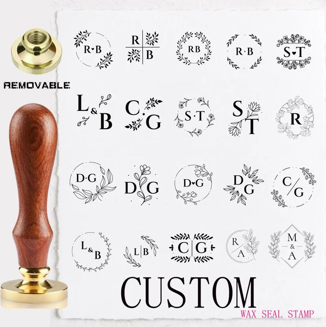 Personalisierter Wachssiegelstempel mit individuellem Logo, Design oder Buchstaben für Hochzeitseinladungen und Geschenkverpackungen, Durchmesser: 3 cm - Bild 1