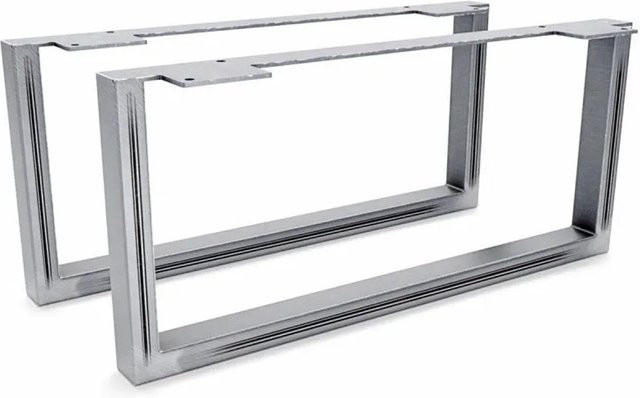 HEVVA Möbelfüße GRAZ 2er Set aus Rohstahl in Silber Matt, Höhe: 20 cm, Tiefe: 45 cm - Bild 1