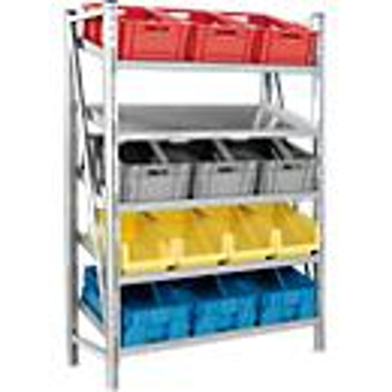 SSI Schäfer Komplettregal R 7000 mit 5 schrägen Fachebenen, silber/mehrfarbig, H 217 cm, B 128,3 cm, T 80 cm - Bild 2
