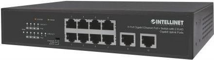 Intellinet 8-Port Gigabit Ethernet PoE+ Switch mit 2 RJ45 Gigabit Uplink-Ports, 120 W, Schwarz - Bild 1