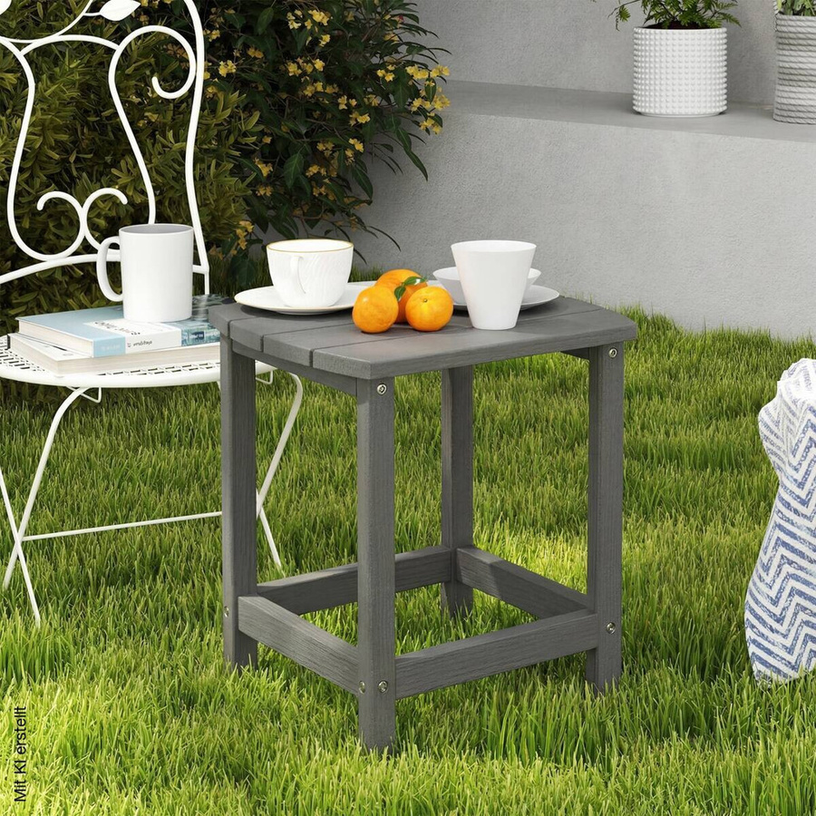 Outsunny Gartentisch und Beistelltisch aus wetterfestem Kunststoff in Grau, B/T/H: 37 x 46 x 48 cm - Bild 4
