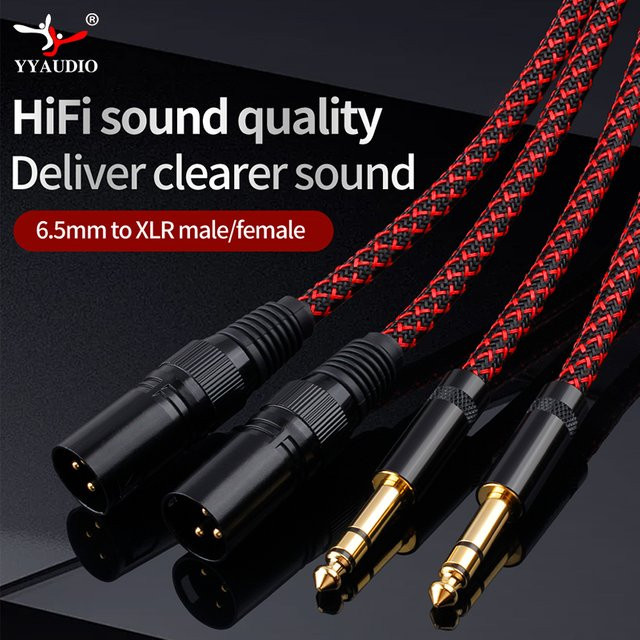 YYAUDIO HiFi Audiokabel 6,5mm Klinke TRS auf 2XLR 3-Pin 6N OFC für Lautsprecher, Mischpult und Mikrofon - Bild 1
