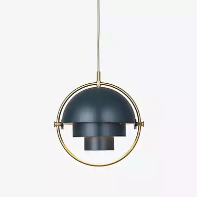 Gubi Multi-Lite Pendelleuchte in Messing und Blau mit einem Durchmesser von 22,5 cm - Bild 1