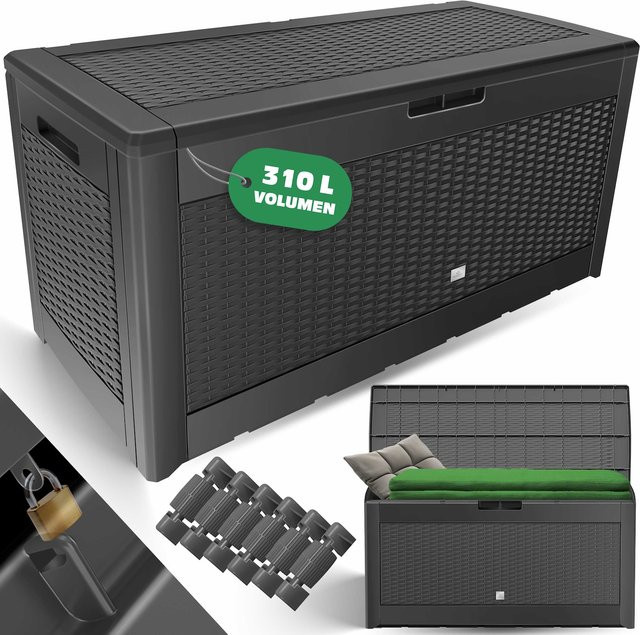KESSER Auflagenbox Kissenbox in Rattanoptik mit 310 Litern Volumen und Rollen - Bild 1