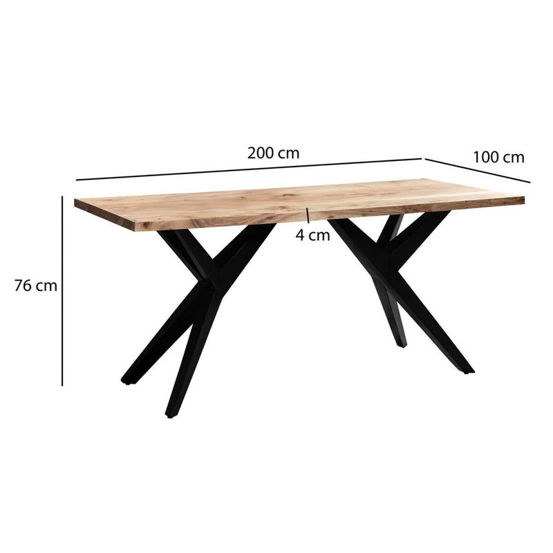 Esstisch aus Akazie Massivholz in Braun im Loft-Stil, B/H/T: 200 x 76 x 100 cm - Bild 2