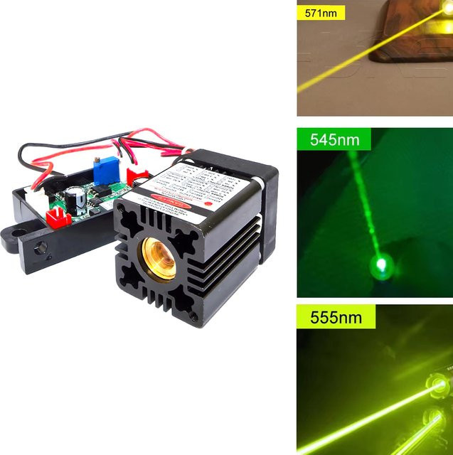 Gelb-Grünes Lasermodul mit 12V Treiber und TTL-Steuerung für Holzbearbeitung in den Wellenlängen 571nm, 555nm, 545nm oder 532nm - Bild 1