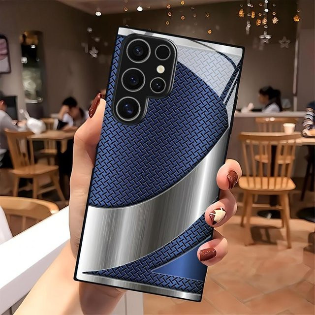 Stoßfeste Glas-Handyhülle für Samsung Galaxy S26 Ultra S25 S24 S23 S22 FE in Blau - Bild 1