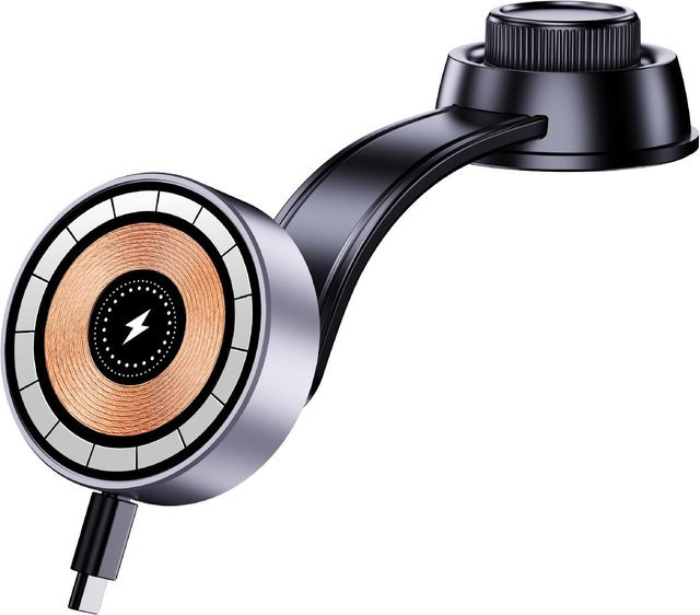 GearUp AutoMoto Magnetischer kabelloser Autoladegerät und Handyhalter für MagSafe mit 360 Grad Rotation und USB-C, Schwarz - Bild 1