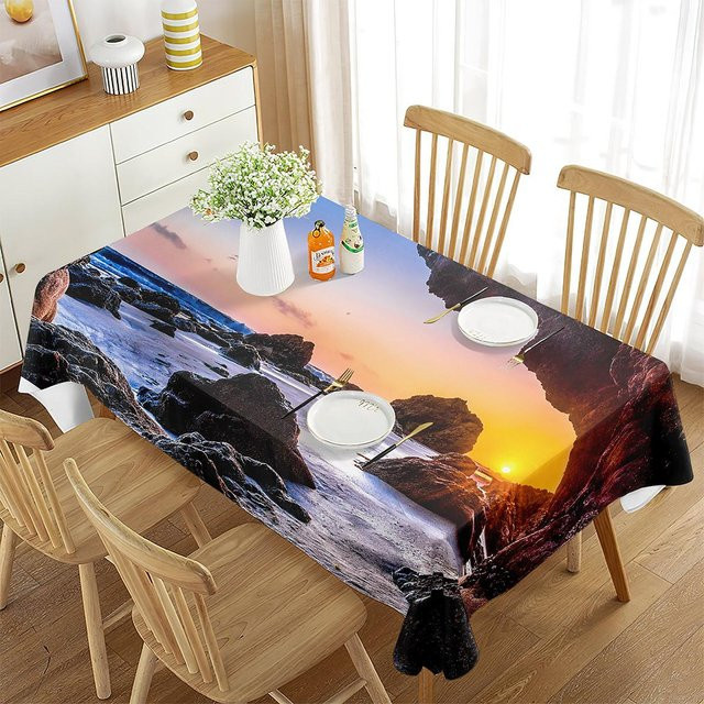 Fancy Style Studio Tischdecke Küstenhöhle Meereslicht Strand, quadratisch, Mehrfarbig, B/T: 70 x 70 cm - Bild 1