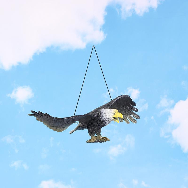 Gracy Adler Figur zur Vogelabwehr in Schwarz aus PVC, hängendes Ornament für den Garten, Höhe: 22 cm - Bild 2