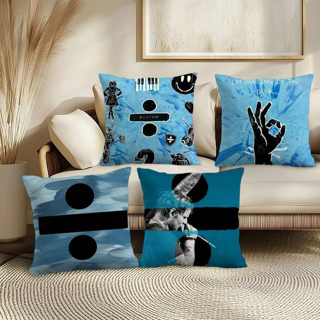 Ed Singer S-Sheeran Kissenbezug aus weichem Plüsch in Schwarz oder Blau, quadratisch, Breite: 30 cm, Höhe: 30 cm, Tiefe: 30 cm - Bild 1