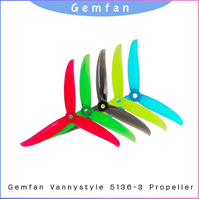 Gemfan VANOVER5136 5 Zoll 3-Blatt Propeller, 2-teiliges Set, Gelb - Bild 1