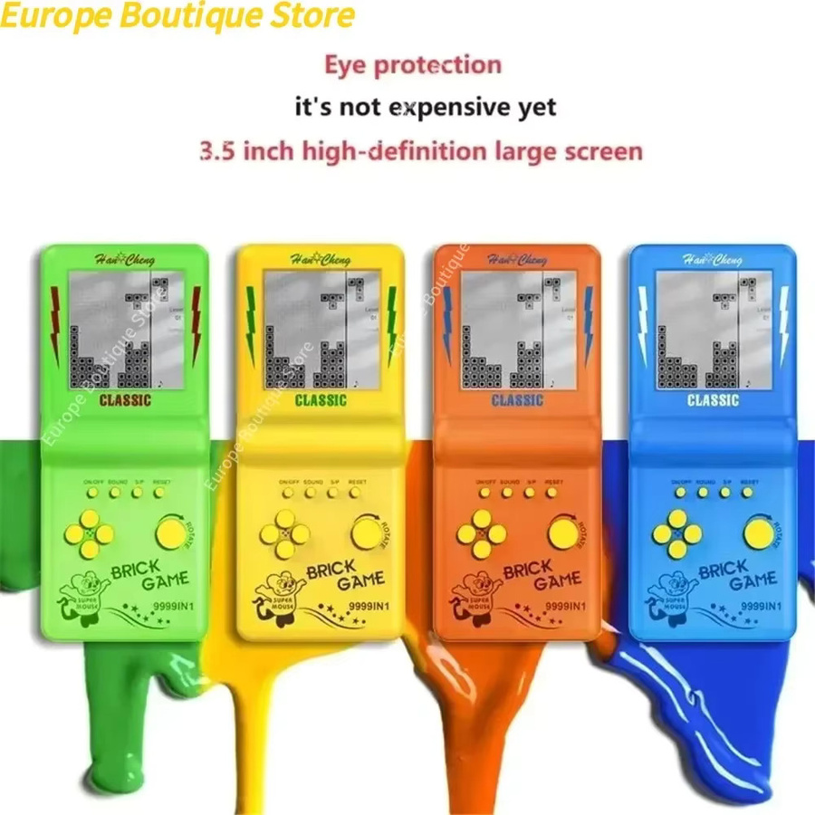 Retro Handheld Spielkonsole Tetris Mini Puzzle Spielzeug für Kinder in Blau mit 3,5 Zoll Display - Bild 5