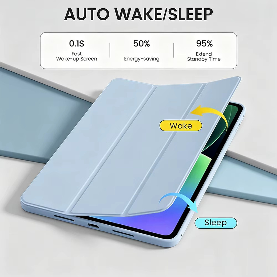 Xiaomi Tablet-Hülle für Xiaomi Pad 7/7 Pro und Pad 8/8 Pro 11,2 Zoll 2024, Flip Smart Cover aus weichem Silikon in Grau und Blau - Bild 2