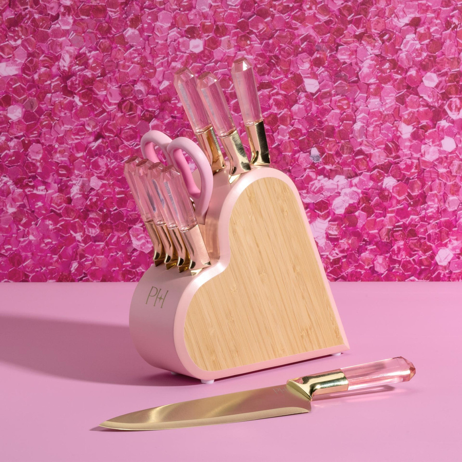 Paris Hilton Messerblock-Set, 10-teilig, Pink/Gold/Braun - Bild 2