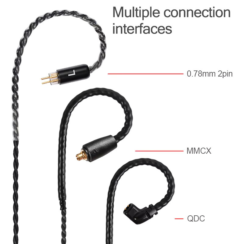 Koceta IEM-Upgrade-Kabel versilbert mit 2-poligem 0,78 mm Anschluss für In-Ear Kopfhörer, verfügbar als 3,5 mm Jack oder 4,4 mm symmetrische Ausführung in Schwarz und Silber - Bild 2