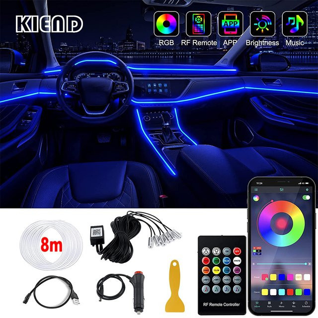 KIEND RGB LED Auto Innenraum Umgebungsbeleuchtung mit App-Steuerung und Fernbedienung, Neon Flex Atmosphäre Kit in Multicolour - Bild 1