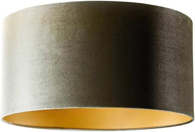 QAZQA Samtlampenschirm Grün mit goldener Innenseite, rund, Durchmesser: 50 cm, Höhe: 25 cm, Fassung E27 - Bild 1