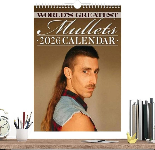 Wandkalender 2026 World's Greatest Mullets Lustiger Frisurenkalender in Multicolour - Bild 1