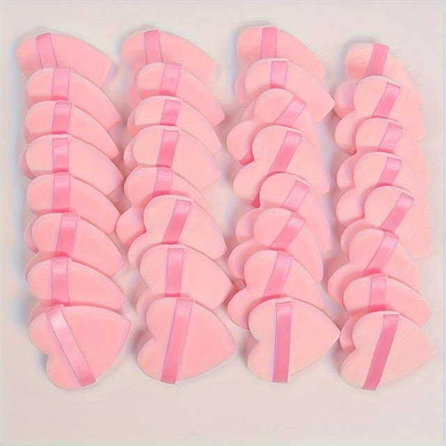 HUAZDS Herz-Samt-Puderquaste-Set, 5-teilig, hypoallergener Beflockungsschwamm, Unisex - Bild 1
