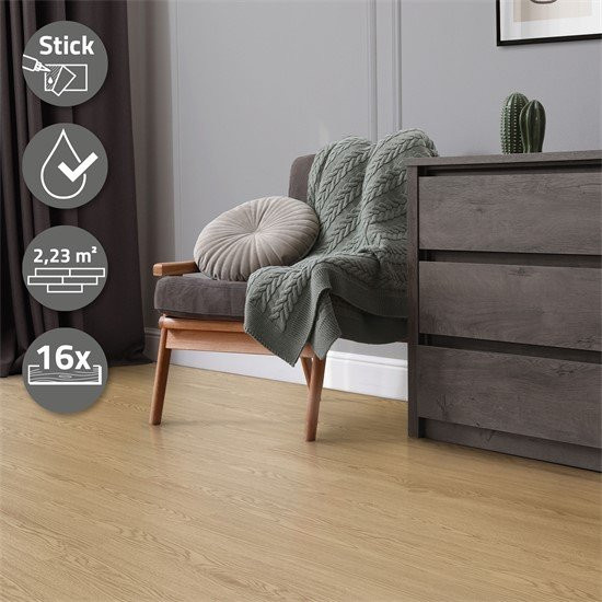 ML-Design Deluxe PVC Klebevinylboden Natur Eiche in Holzoptik, 2,23 m² - Bild 1